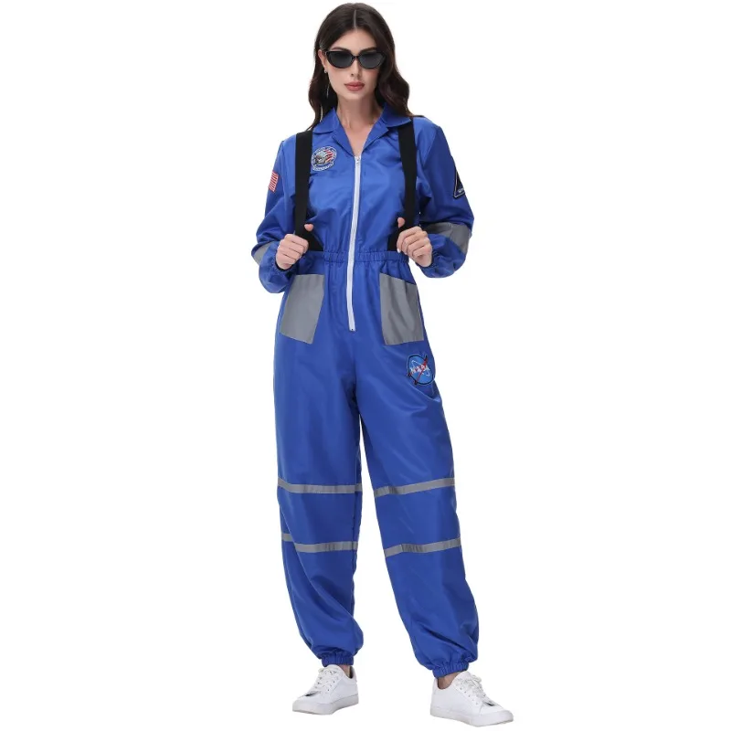 

Halloween Adult Astronaut Costume Women Jumpsuit Space Cosplay Carnival Outfit Festival Stage Romper Performance Party Dress Up