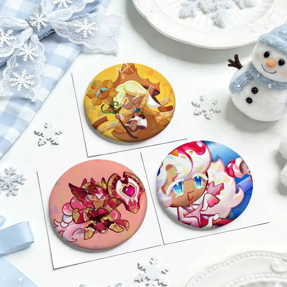 game cookie run k-kingdom Moonlight Cookie Round Pin Brooch Laser Badges Collect Gifts Cosplay Clothes Backpack Decor