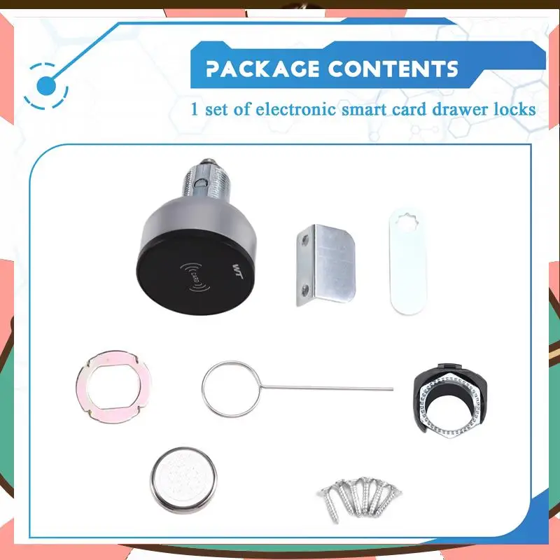 

Office Desk Smart Lock Smart Mini IC Card Induction Lock For File Cabinets, Wardrobes, Mailboxes Home And Office Use-[A59T]