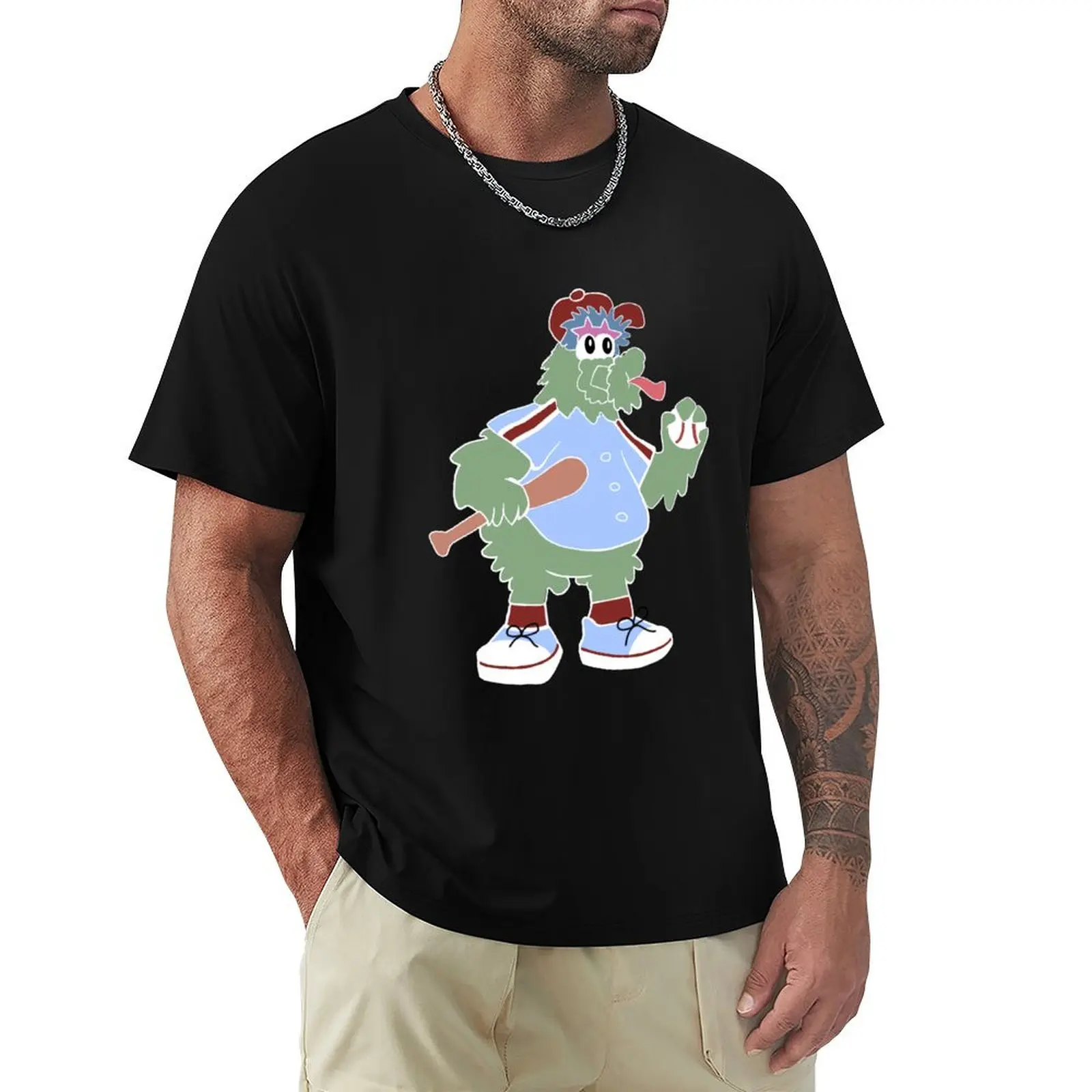 

Philly Phanatic in Blue Jersey Cartoon T-Shirt Light Athletic Short Sleeve Tee Shirt