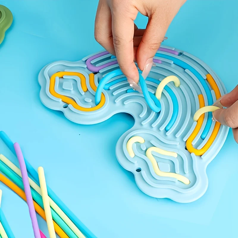 

Activity Board - Double Sided Silicone Busy Board, Fine Motor Skills & Fun Play Creative Rainbow Clouds Sensory