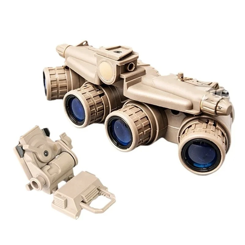 Dual-Tube Night Vision Goggles Replica, High Simulation Tactical Helmet Set for Display and Adult Collectors
