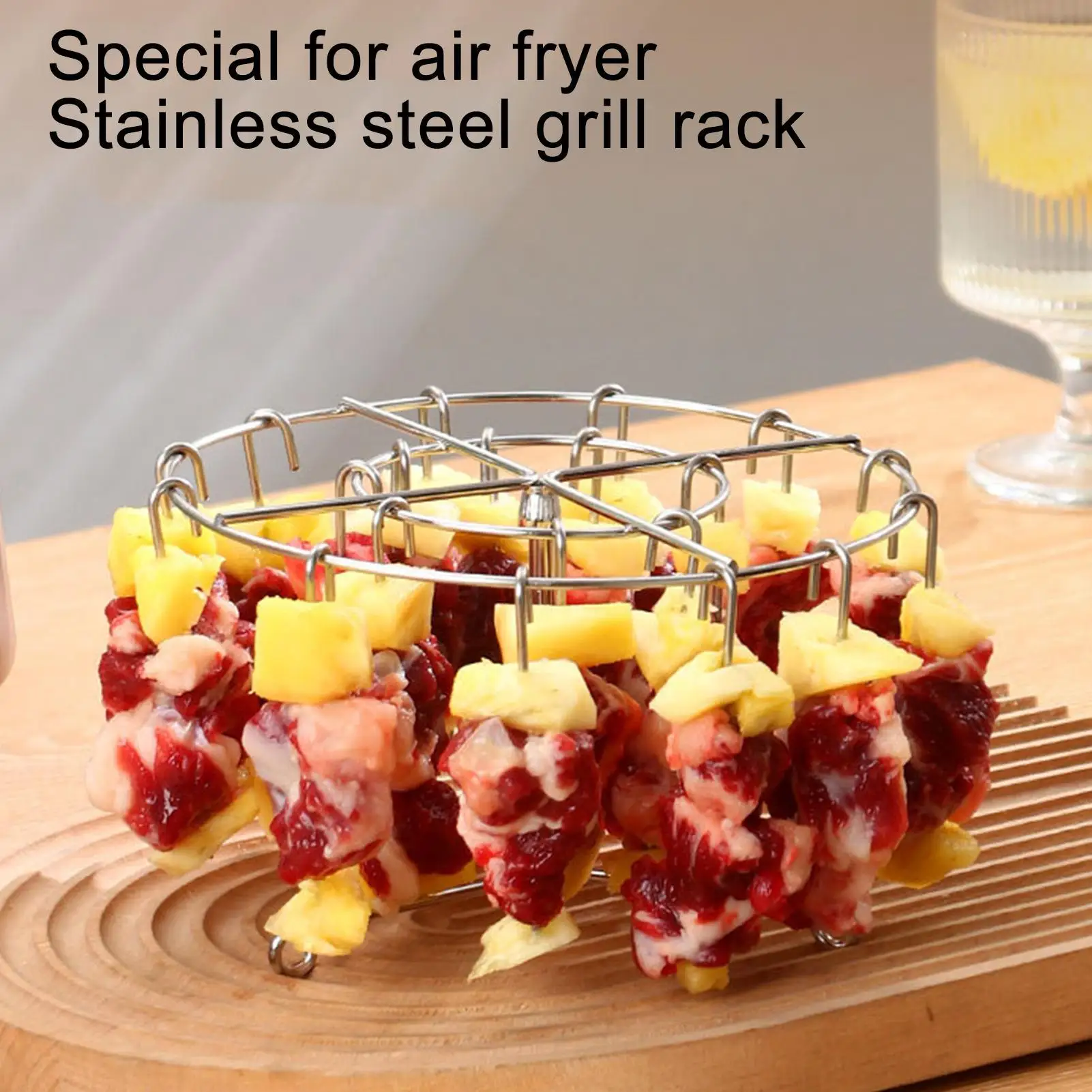 Air Fryer Skewers Stainless Steel Cooking Rack Vertical Spit Sticks for Chicken Meat Bacon Home Food Cooking Accessories for