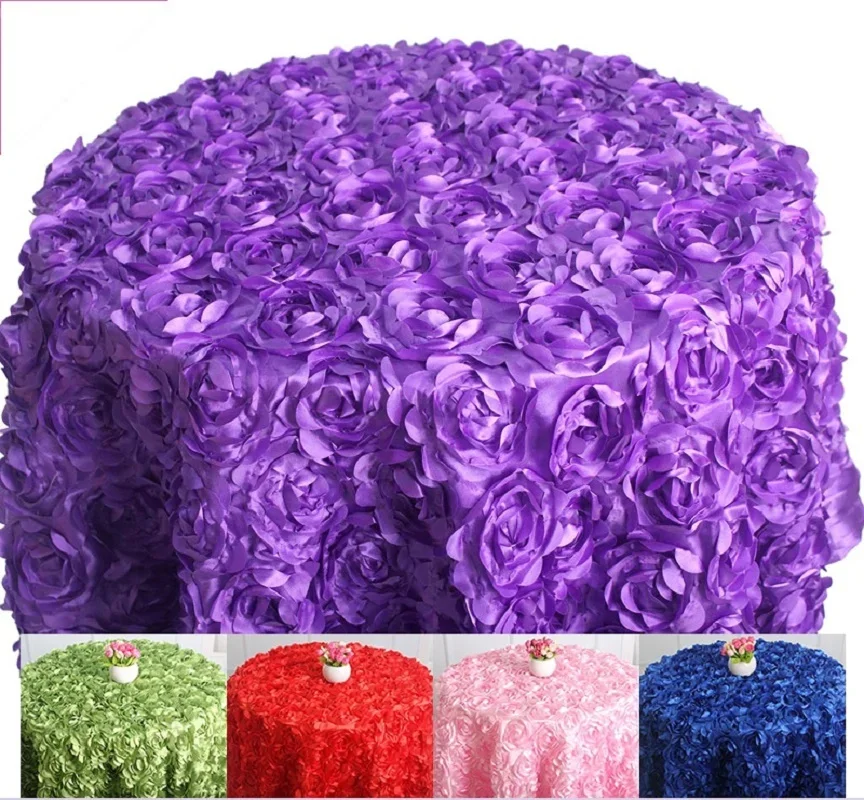 

Wedding Table Cloth Cover Embroider Rosette Rose Flower Hotel Banquet Birthday Party Decoration Nice Design Use