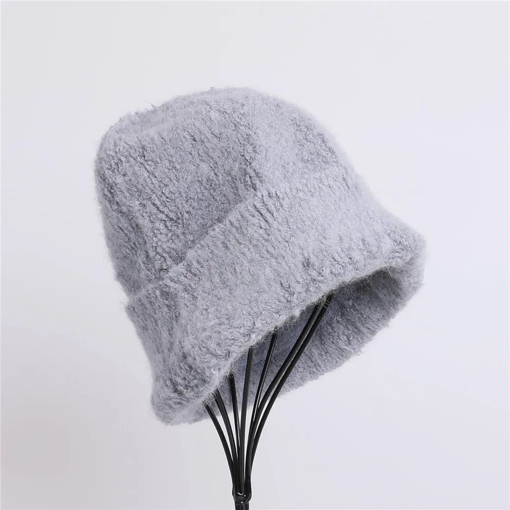 2022 Winter Hat for Women Rabbit Cashmere Knitted Beanies Thick Warm Vogue Ladies Wool Angora Hat Female Beanie Hats Toques Caps