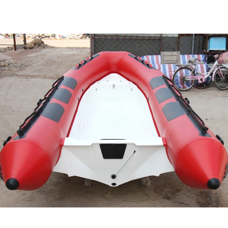 CE Factory Price 4.2meters Deep V Fiberglass Bottom Inflatable Fishing Boat With Outboard Engine