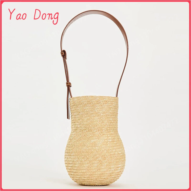 Yao Dong Gourd Bucket Underarm Bags For Women Luxury Designer Handbag And Purses 2024 New In Casual Handmade Weave Shoulder Summ