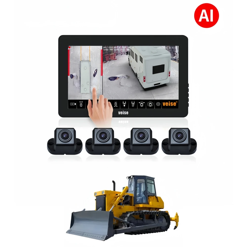 كاميرا داش بانورامية 360 درجة HD 1080P مع رؤية عين الطيور لرافعة سلامة مركبة البناء رافعة شاحنة جرافة