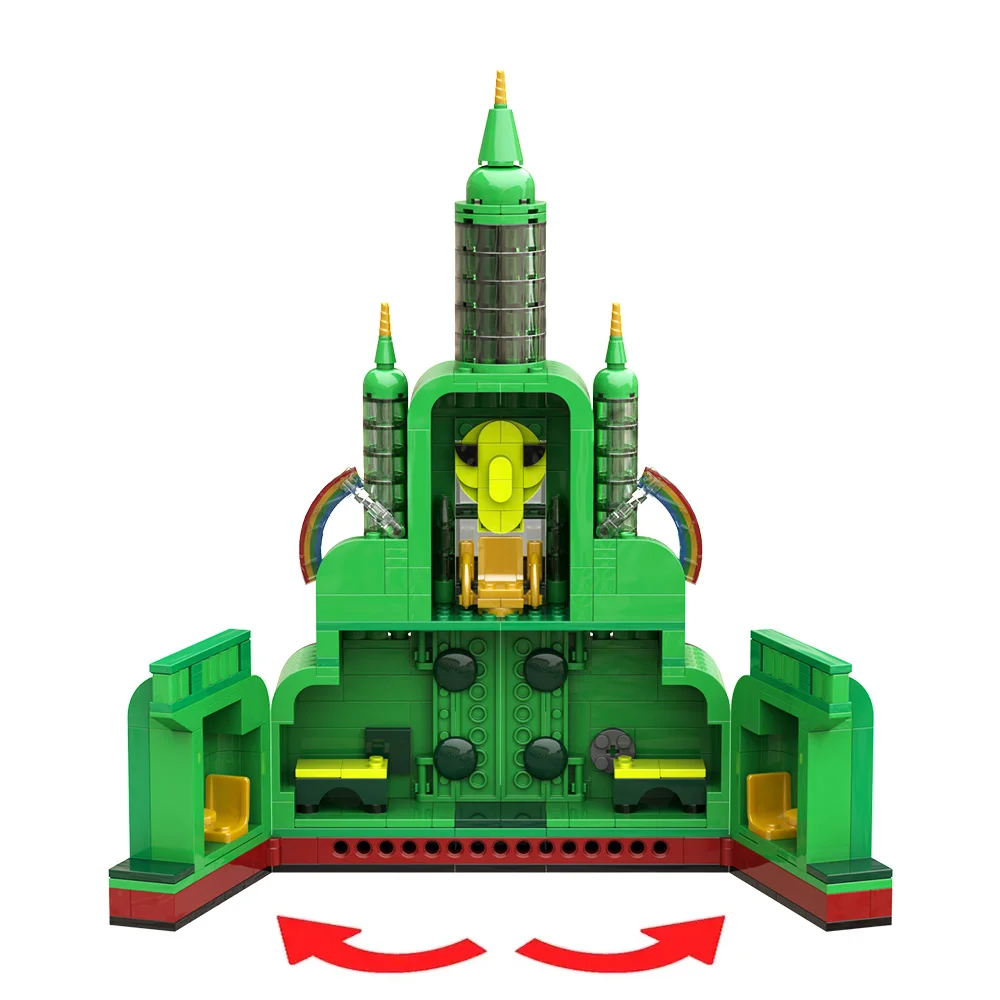 Moc o maravilhoso feiticeiro esmeralda cidade blocos de construção luxo reino castelo com abertura arquitetura blocos de construção brinquedo adulto