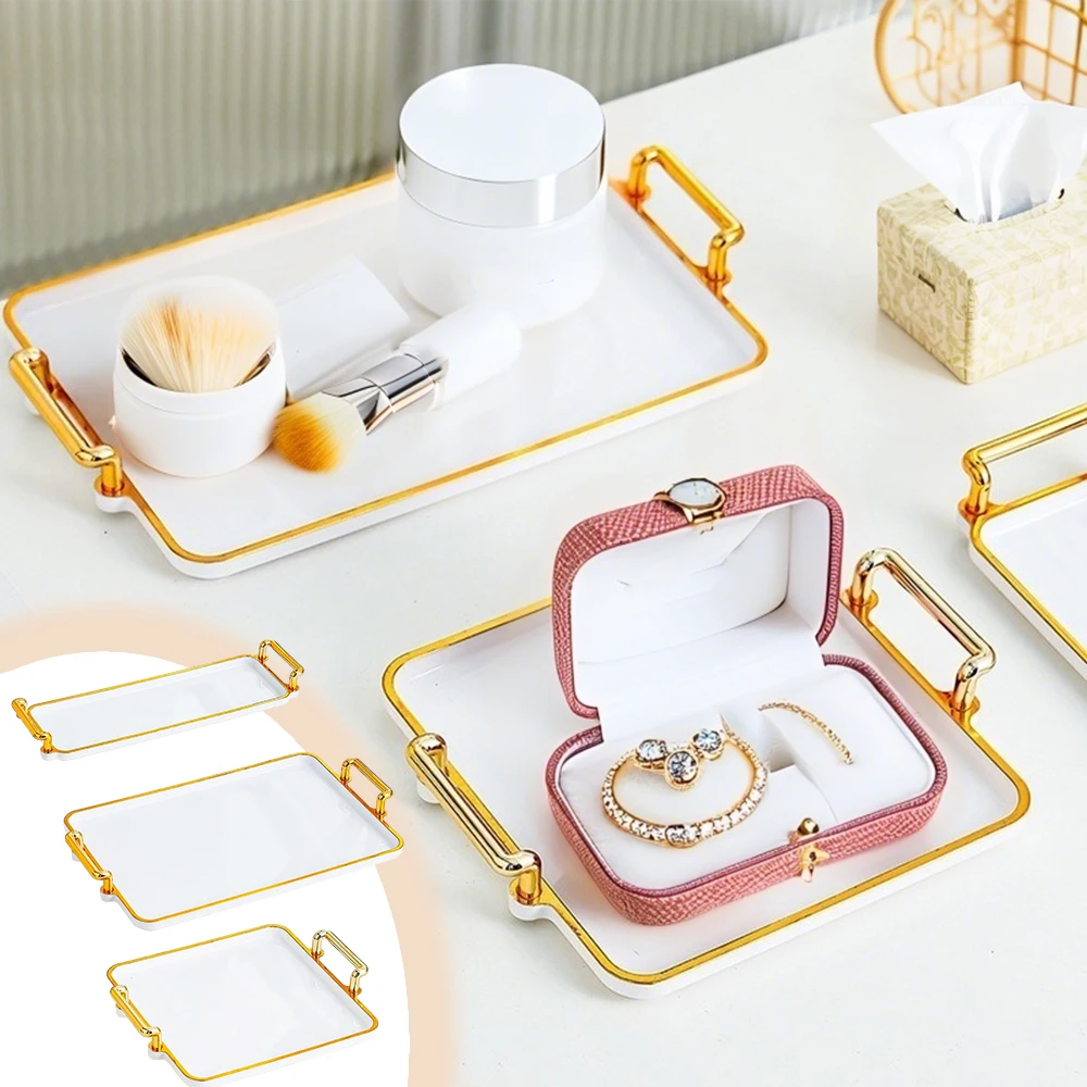 

1PC Plastic Tray Household Rectangular Cosmetics Storage Tray Living Rooms Water Cup Storage Makeup Display Jewelry Plate 수납트레이