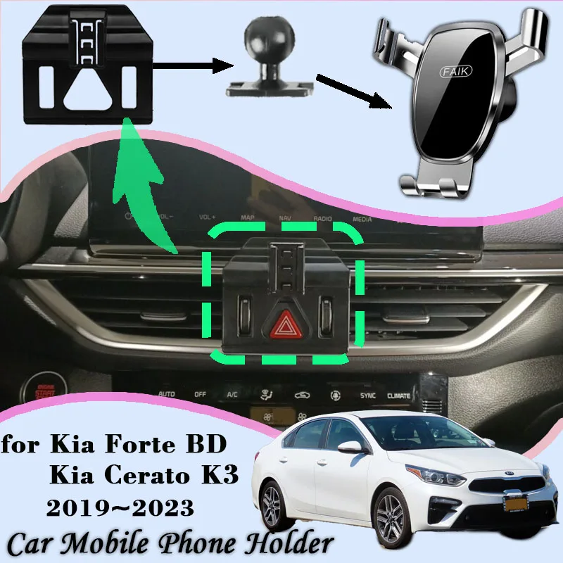 

Car Phone Holder for Kia Forte Cerato Kia K3 BD 2019~2023 Air Vent Cellphone Mount Support GPS Bracket Gravity Stand Accessories