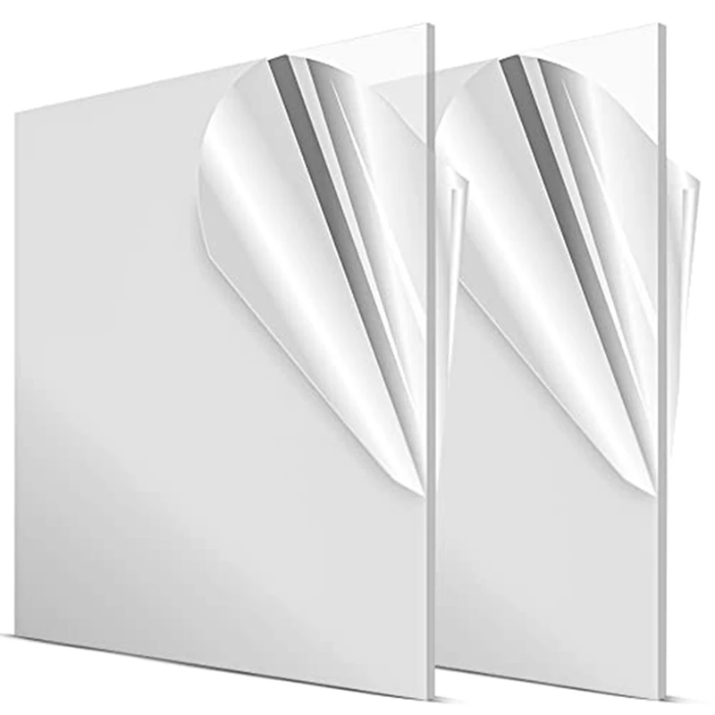 HOT-Acrylic Sheets 2 Sheets 1/8 Inch Thick Clear Acrylic Sheet Glass Panel Acrylic Board Craft & DIY Made