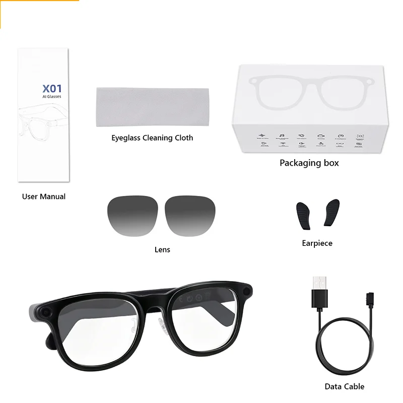 Hganus 800W KI-Smart-Brille mit Kamera, 3600mAh Akku, Smart-Übersetzungsbrille, Foto- und Videoaufnahme-Sonnenbrille, ChatGPT-App, Telefon, WLAN 4, BT 5.3