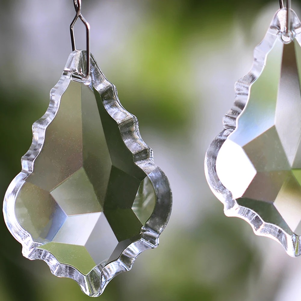 38MM/50MM/63MM/76MM/100MM Clear Maple Leaf Decorative Beads Crystal Lighting Hanging Drop Chandelier Prism Pendant