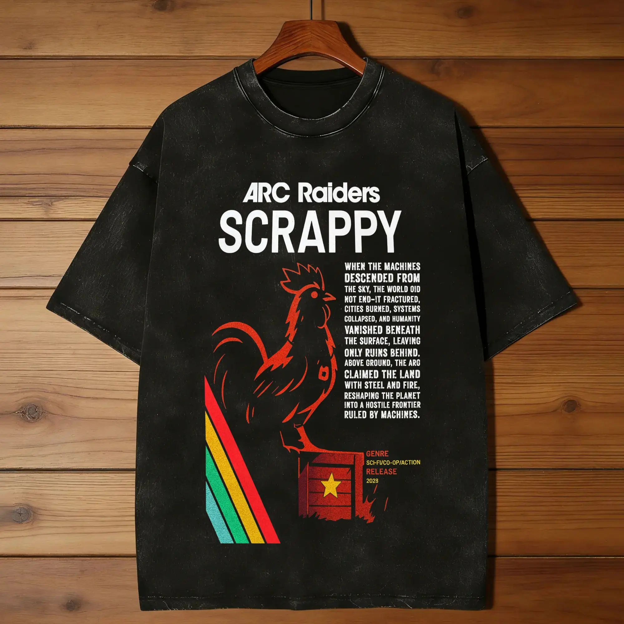 Scrappy Arc Raiders T Shirt for Men Cotton Novelty T-Shirt Crew Neck  Tees Short Sleeve Tops Graphic