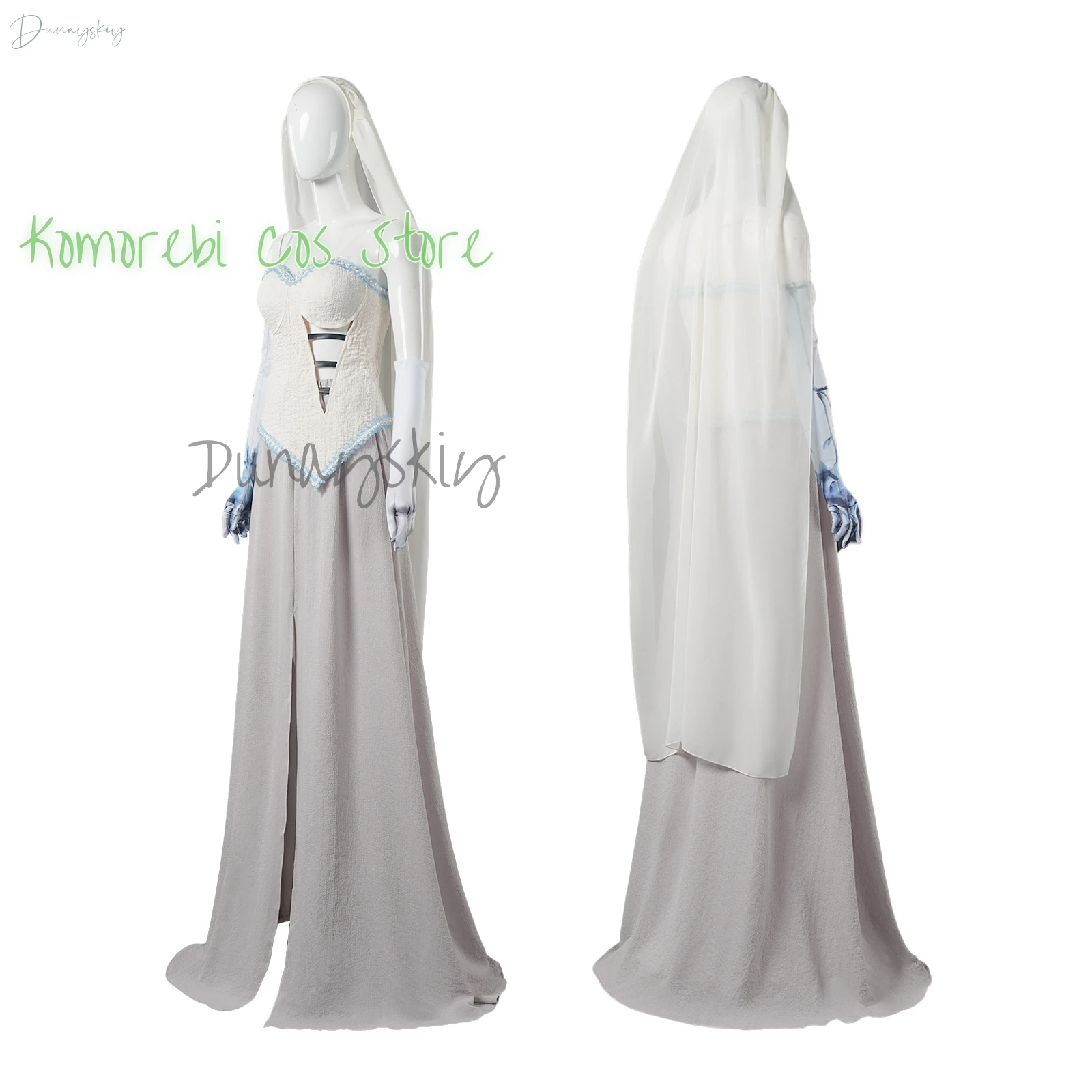 Corpse Masquerade Bride Emily Cosplay Costume Wig Zombie Ghost Halloween Party Dress Customized Scary Gothic Poor Wedding Dress