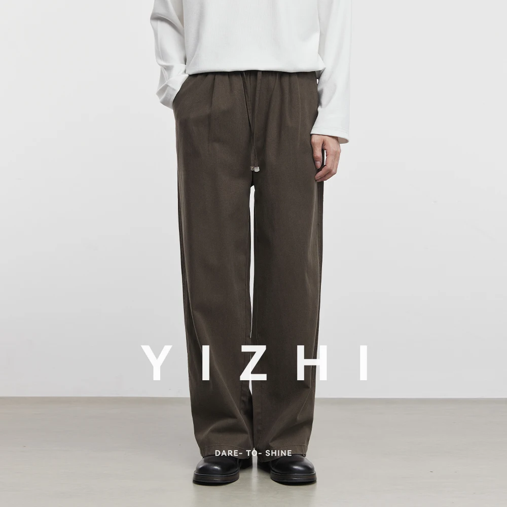 

Fashion Men's Lyocell Casual Pants 2025 Spring and Autumn New Elastic Waist Loose Wide Leg Pants Slim Men's Straight Pants