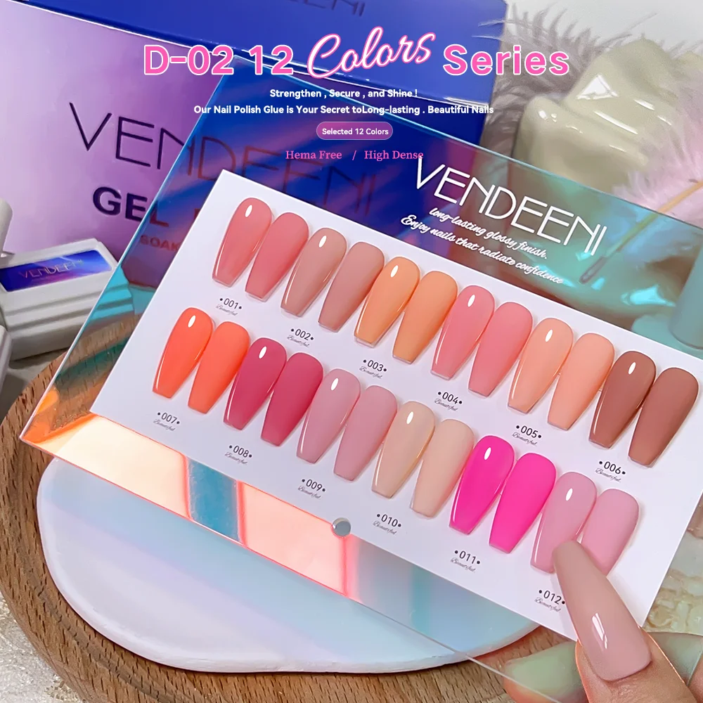 Vendeeni12color série sólida gel polonês conjunto arte produto profissional uv unha polonês salão de beleza hema tpo livre gel polonês suprimentos