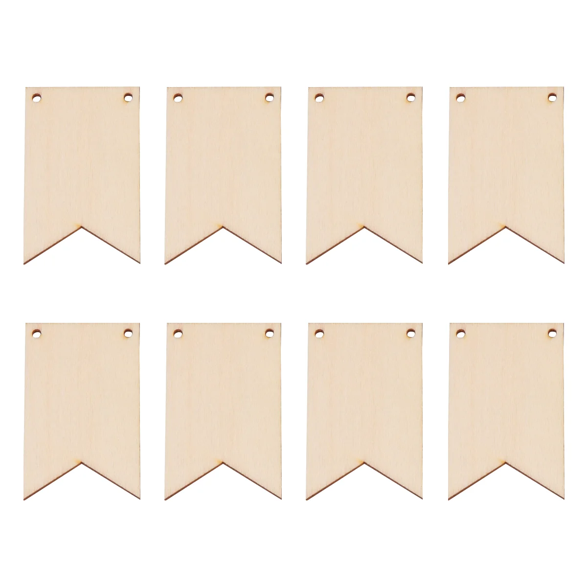 50 Pcs Hanging Tags Flag Shape Wooden Pendant Party Favors Sqaure Ornaments Door Wall Decor