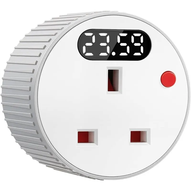B08B-Adjustable Countdown Switch Timer Plug Socket, Digital Plug With LED Display, 1 Min-24 H, UK Style UK PLUG