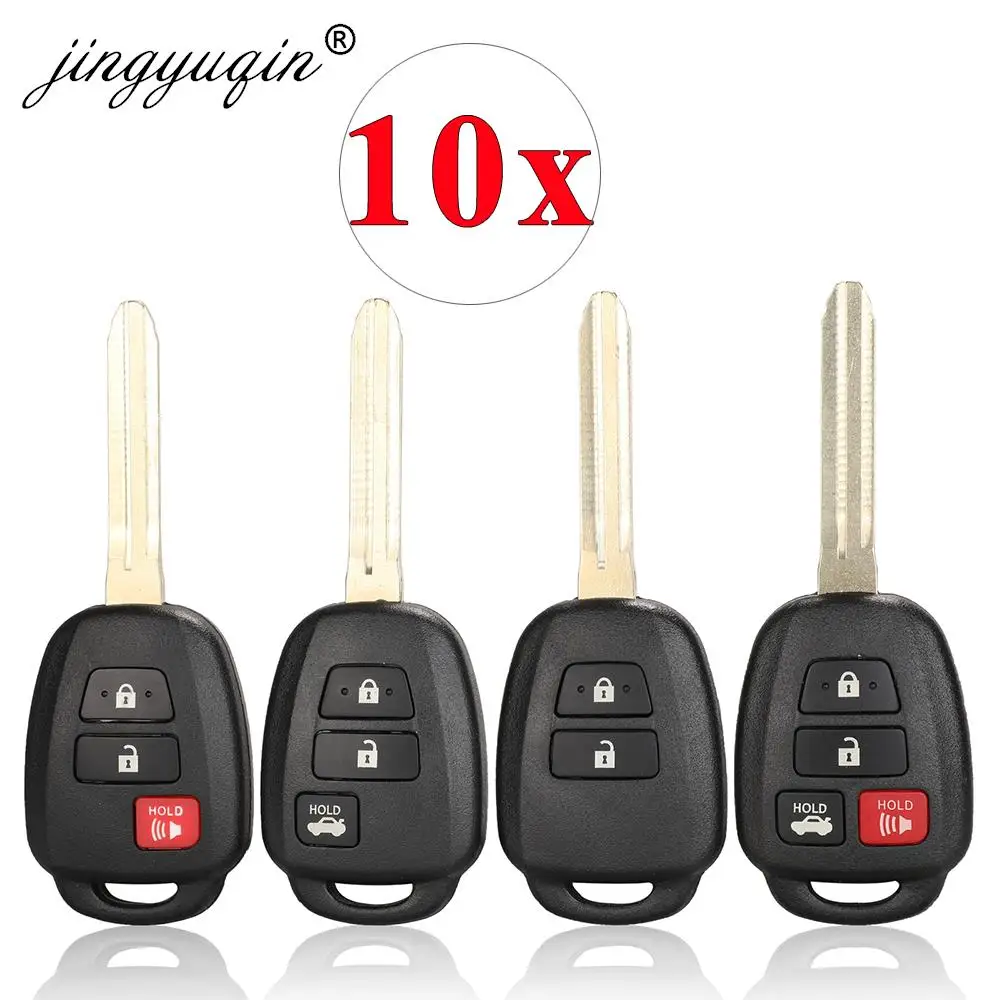 

jingyuqin 10pcs 2/3/4 Buttons Remote Car Key Shell Case Fob For Toyota CAMRY Corolla 2012-2017 RAV4 Prius TOY43 Blade Replace