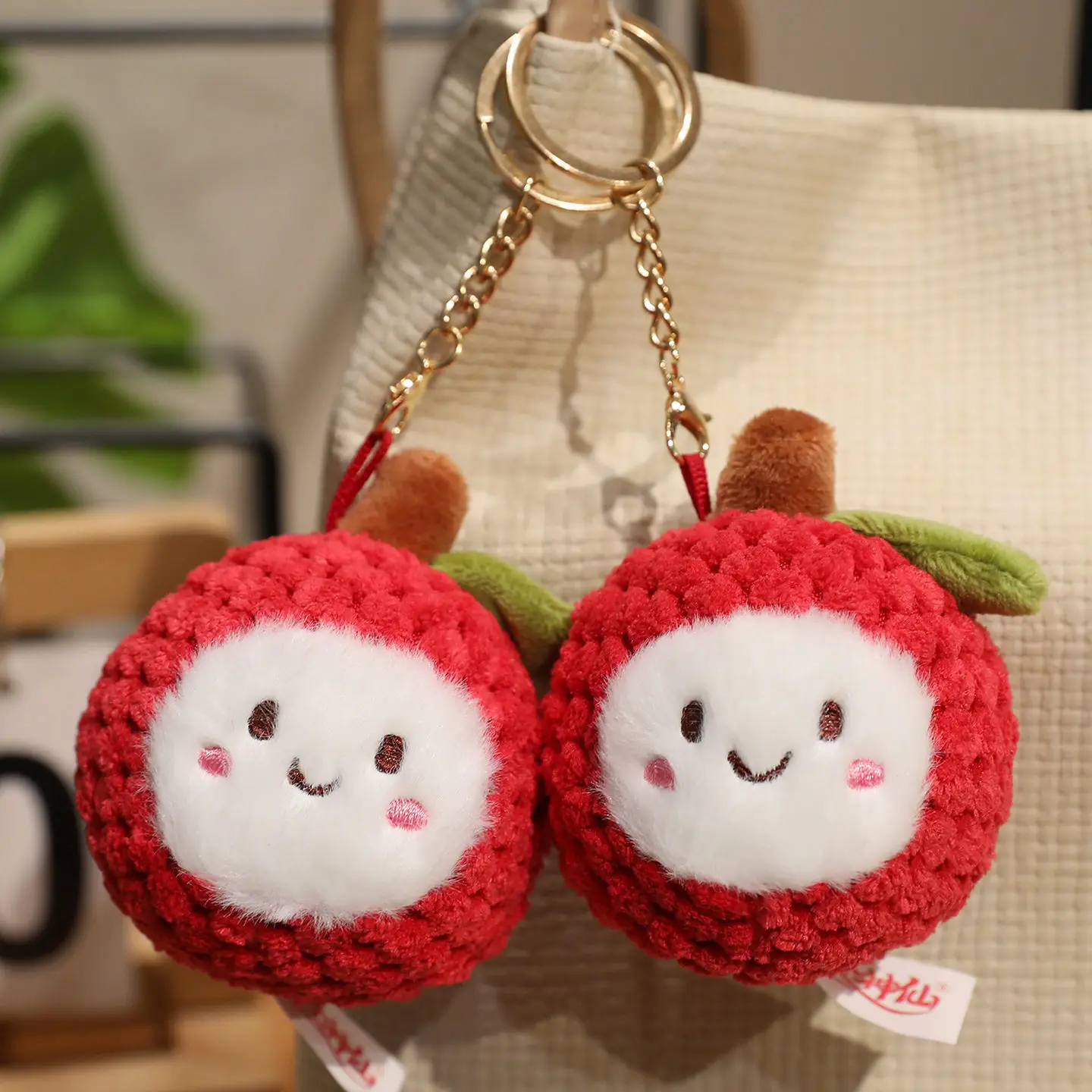 

8 см Kawaii личи плюшевый брелок кулон мультфильм имитация фруктов игрушка забавная кукла сумка кулон украшение для ключей от машины детский подарок