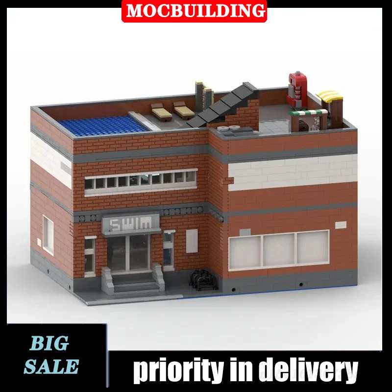 MOC City Street View Swimming Pool Model Assembly Building Blocks Bathroom Collection Series Toy Gifts