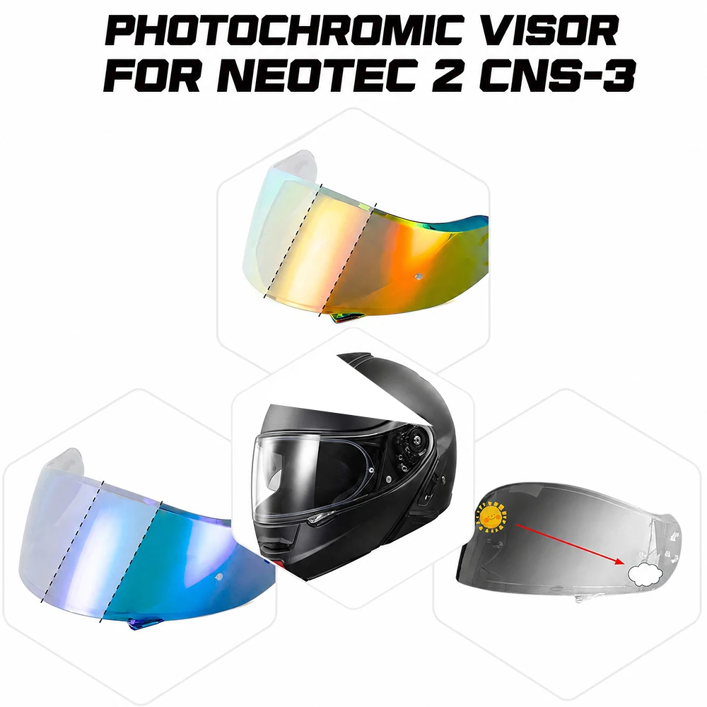 Photochromic Dark tea & red Visor For Shoei Neotec 2 Helmet Lens