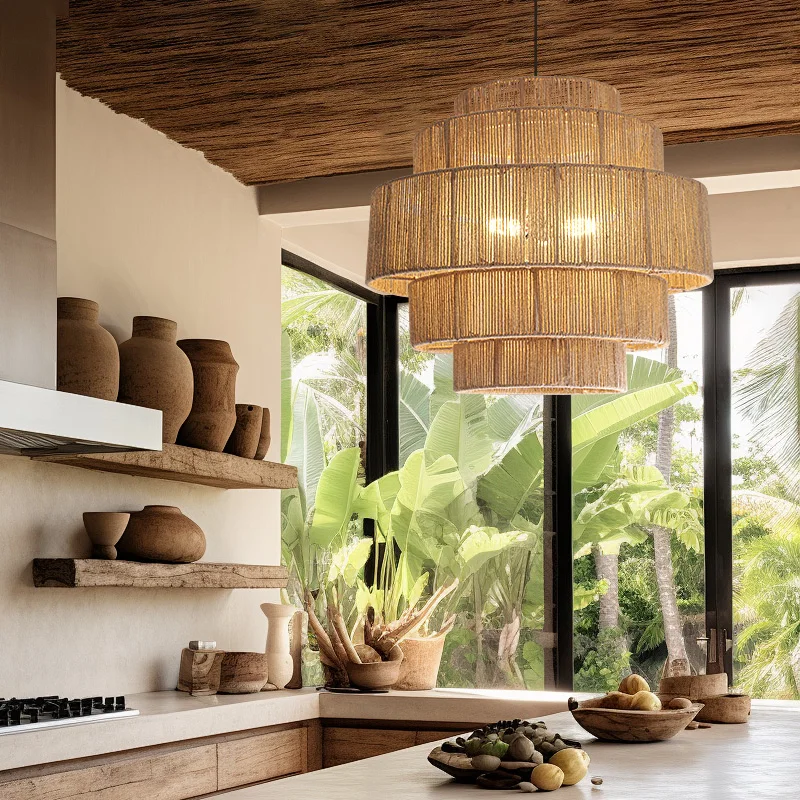 

Southeast Asian Rattan Pendant Light Japanese Restaurant Pendant Light Homestay Hall Tea Room Zen Retro Rattan Handmade Woven Li