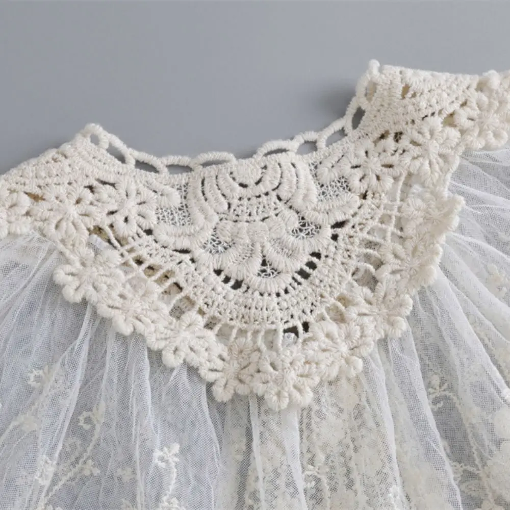 Retro Cape Embroidered Lace Fake Collar Embroidery Floral Small Shawl Chiffon Cloak Blouse False Collars Women