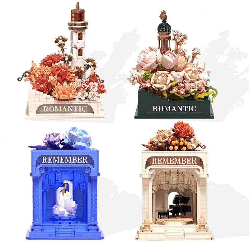 

Mini City Landscape Swan Statue Building Blocks Piano Lighthouse Home Decoration Model Brick Children Christmas Toys Gift