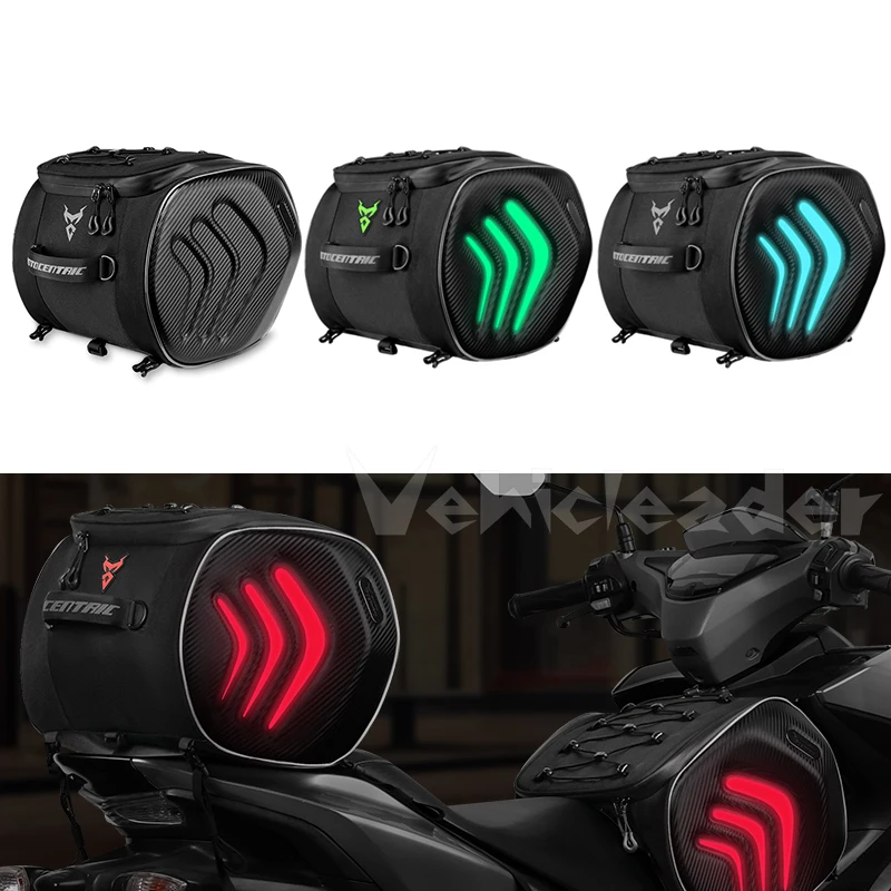 2024 Multi-functional Waterproof Motorcycle Helmet Bag Rear Seat Bag Luggage 20L  Motorcycle Rear Seat Bags Saddlebags With Led