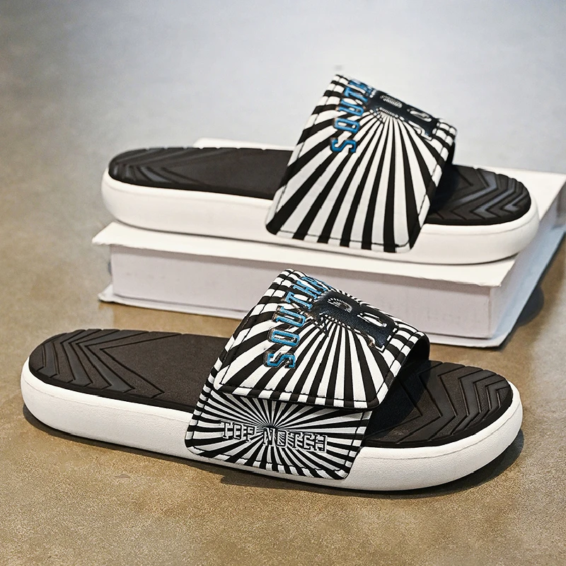 Men's Summer Outdoor Slip-On Anti-Slip Deodorant Soft Bottom Sandals Casual Beach Shoes Magic Tape Comfortable EVA Slippers