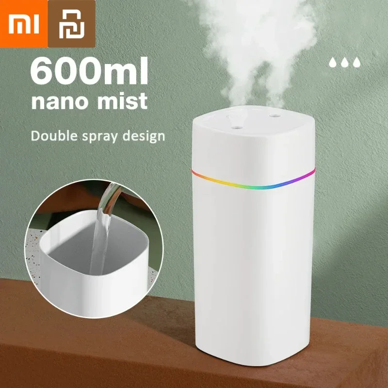 

Xiaomi Youpin креативный увлажнитель с двойной насадкой для настольного дома, автомобиля, ароматерапии, бесшумное увлажнение воздуха, USB, 7-цветный окружающий свет