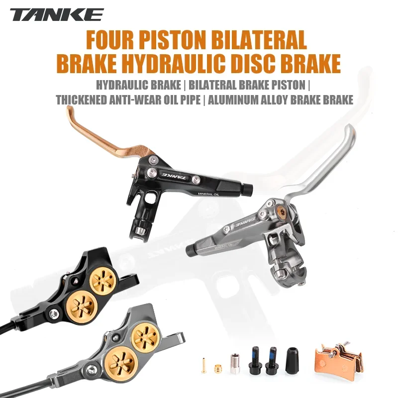 TANKE MTB 4 Piston Hydraulic Disc Brake 2200mm Split-type Oil Pressure Brake Mountain AM DH E-bike Road Bike Brake upgradatio