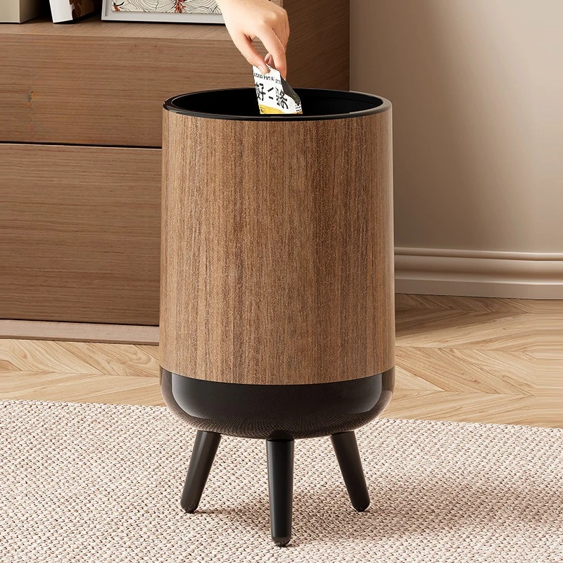 

Wood-grain Large Waste Bins Living Room High-end Household Feel Large-capacity Waste Bins Kitchen and Bathroom Home Basurero JTW