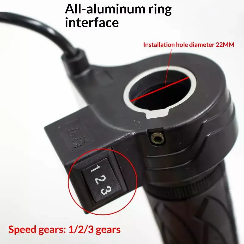 Motorcycle 3-Speed Electric Bike Scooter Speed Control Throttle Twist Grip Handlebar Accelerator For E-Bike Replacement 1PC image 4
