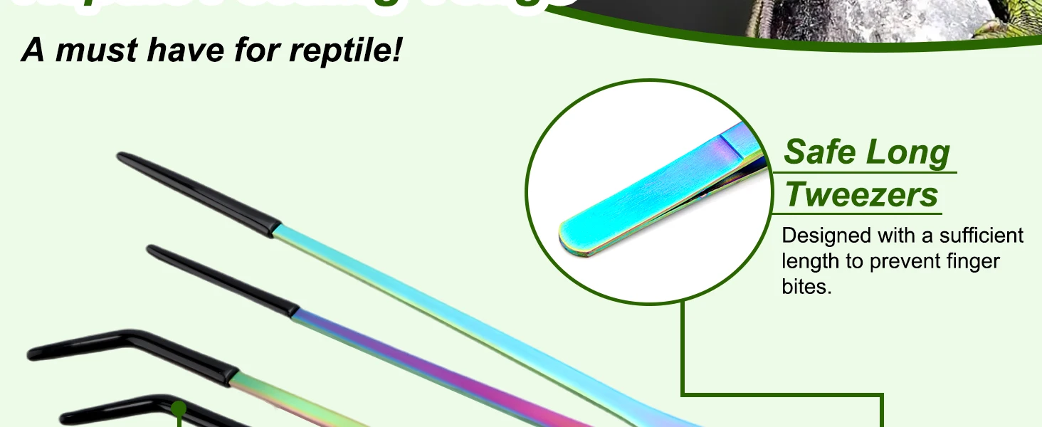 1/2 Stück Edelstahl-Reptilienfutterzange mit Gummispitze – 10,6 Zoll gerade und gebogene Pinzette für Aquarien und Bastelarbeiten – Detail 2