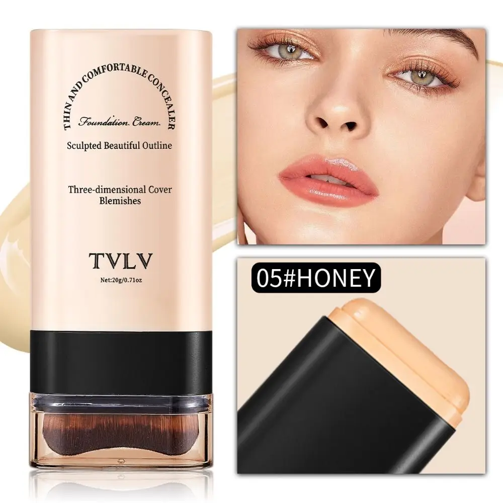 

Long-lasting Eraser Foundation Stick with Brush Moisturizing Liquid Foundation Non-Marking Brighten Skin Tone Makeup Concealer