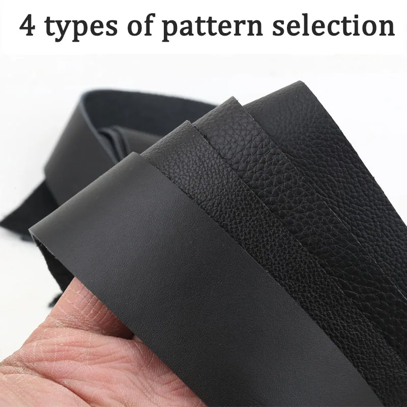 طبقة علوية سوداء من جلد البقر الأصلي بشريط 1.2 مم متفوقا من جلد البقر الرقيق مصنوع يدويًا حقيبة ذاتية الصنع مع إكسسوارات الملابس من الجلد الناعم #2