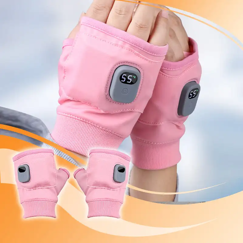 Heated Gloves USB Rechargeable Heating Mittens Winter Half Hand Warmers Electric Thermal Gloves For Cold Weather