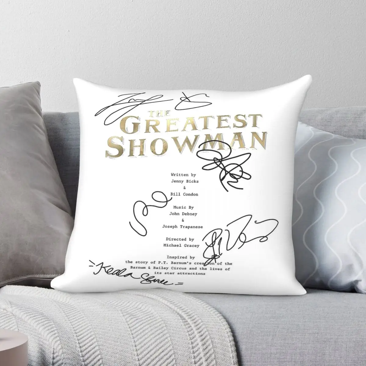 The Greatest Showman Script Square Pillowcase Polyester Linen Velvet Creative Decor Throw Pillow Case Sofa Seater Cover 45x45