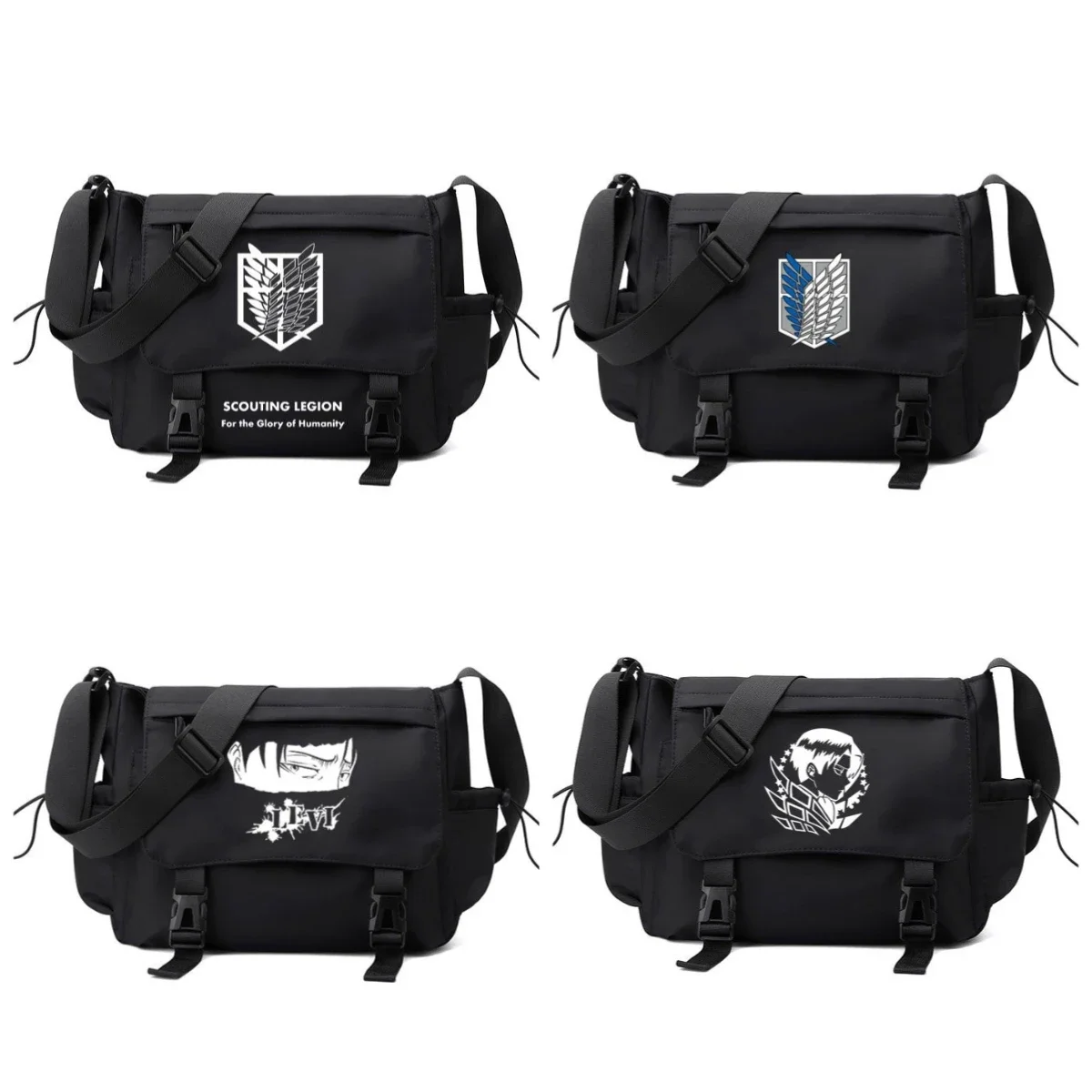 

Anime Attack On Titan Oxford Crossbody Bags Fashion Shoulder Bags Adjustable Strap Black Crossbody Bag Sports Travel Style gifts