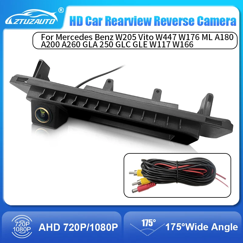 

Золотая линза AHD 1080P 170 ° Ручка багажника, автомобильная камера заднего вида для монитора Mercedes Benz ML A180 A200 A260 GLA GLC GLE CLK