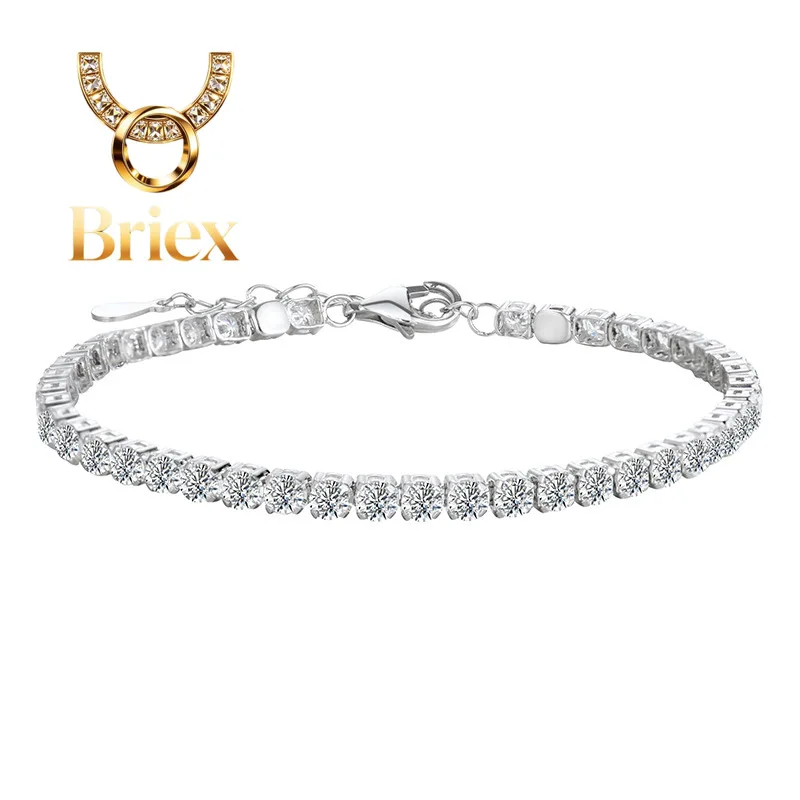 

Briex Jewelry Luxury Solid Platinum PT950 Women's 2MM Moissanite Diamond Bracelet Full Diamond Tennis Chain