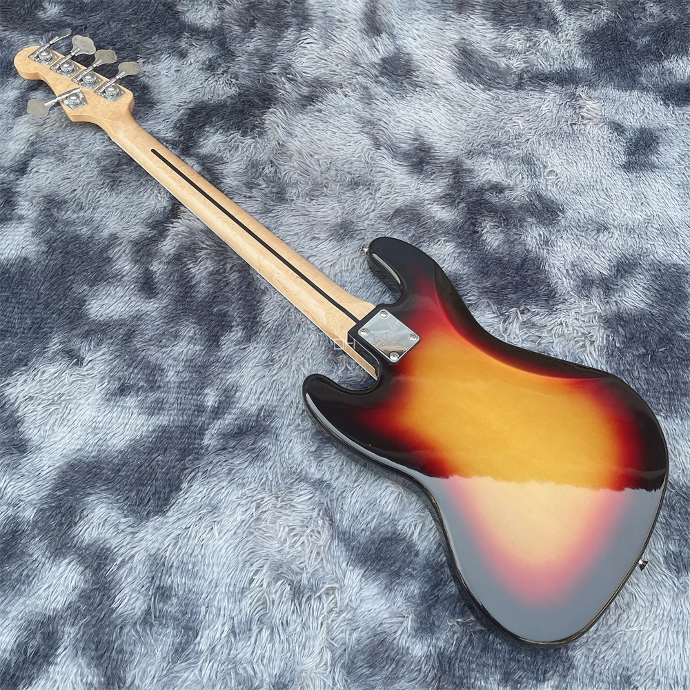 High-quality custom-made sunset color jazz 5-string JAZZ electric bass  maple headstock fretboard inlaid with shells