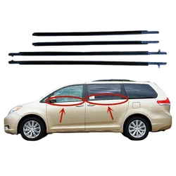 4Pcs Car Window Moulding Trim Weatherstrip Seal Belt Strips For Toyota Sienna 2003-2009 /2010-2020 Exterior Auto Accessories