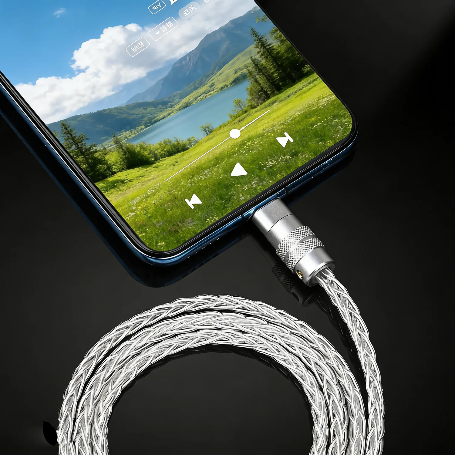 Kabel audio HIFI USB Type C do 3.5 MM 2.5MM 4.4MM Jack AUX, posrebrzany kabel audio Type-C OCC do samochodowego odtwarzacza głośnikowego — zdjęcie produktu 6