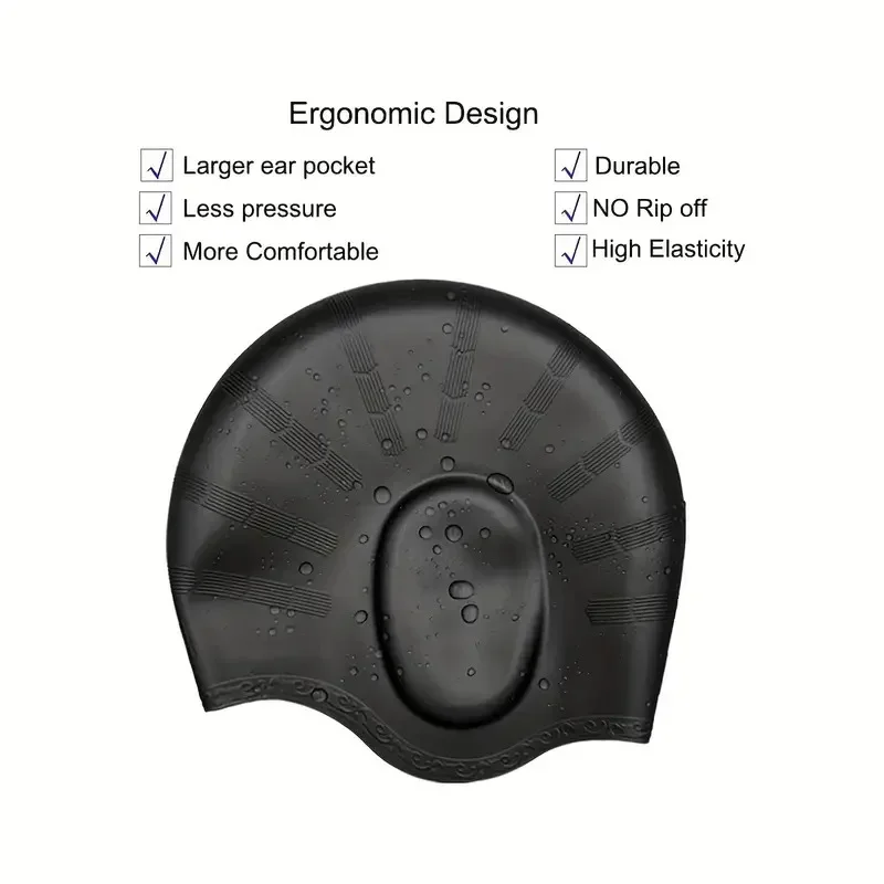 Gehörschutz Silikon-Schwimmkappe Unisex Professionelle Große Schwimmhaube Hochelastischer Gummi Haarschutz Rutschfeste Schwimmkappe – Detail 13