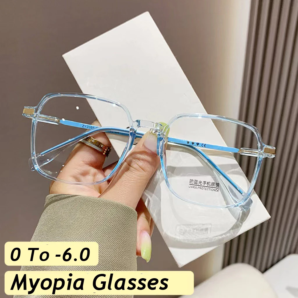 

Finished Optical Spectacle Myopia Glasses Diopter 0 To-6.0 Anti Blue Light Women Men Square Near Sight Eyeglasses Normal Eyewear